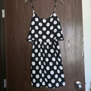 Girls black dress with polkadots